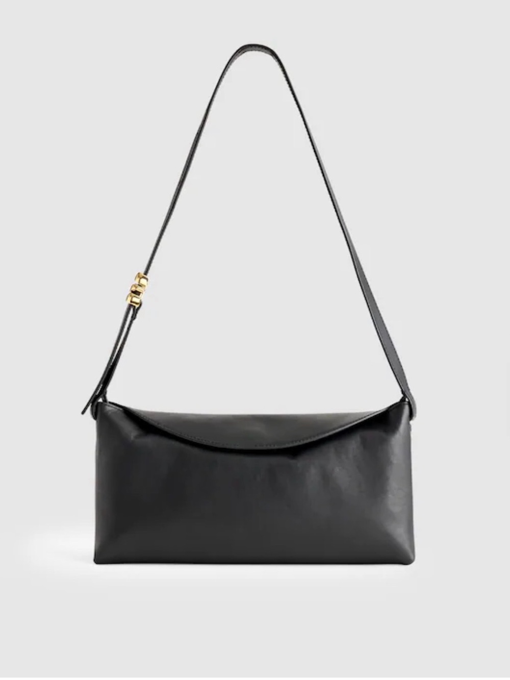 Madewell Black Leather Shoulder Bag with Gold Accent